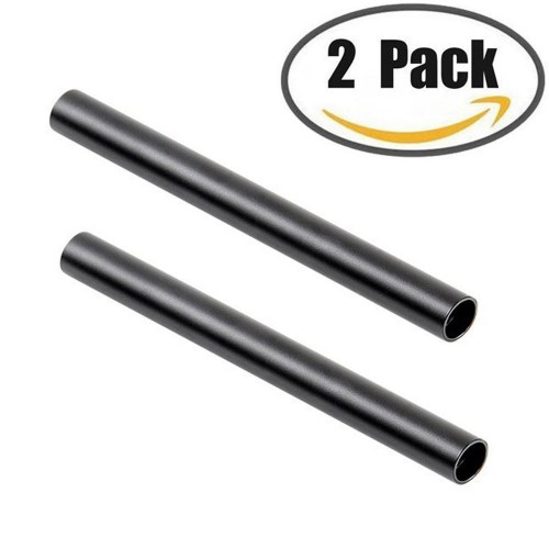 15mm Rods -15cm 6inch Long (M12-15cm) Aluminum Alloy Rail Rod for 15mm Shoulder Rig Rod Support Rail System Shoulder Rig DSLR Rig Stabilizer Black (Pack of 2)