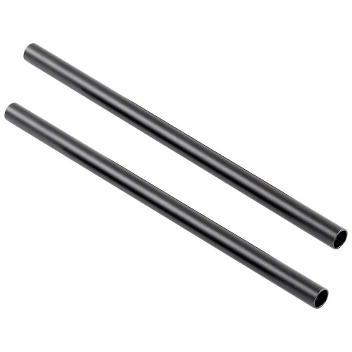 15mm Rods -30cm 12inch Long (M12-30cm) Aluminum Alloy for Supporting Rail System, Handle Grip, Matte Box, Magic Arm, Monitor, Battery Pack, Battery Adapter, Follow Focus Black (Pack of 2)