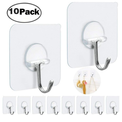 FOTYRIG Adhesive Wall Hooks Wall Hangers Without Nails 15 pounds (Max) 10 Packs 