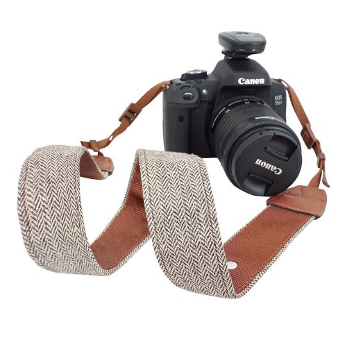 Camera Strap Vintage Cotton Universal Camcorder Camera Shoulder Strap Belt for All DSLR Camera Nikon Canon Sony Pentax Olympus Panasonic Brown