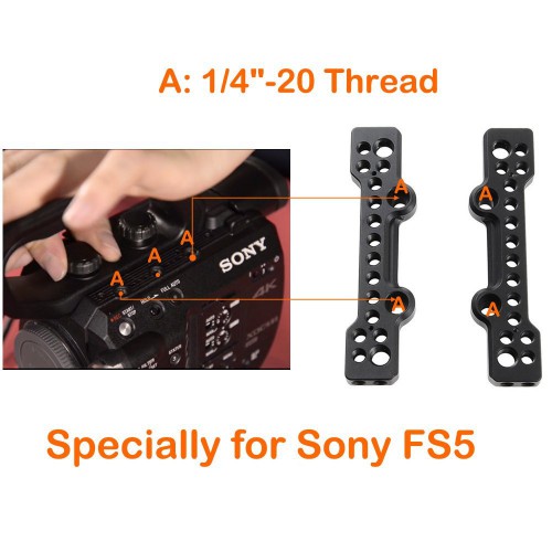 FOTYRIG Camera Top Plate Cheese Plate with 1/4" 3/8" Thread for Sony PXW-FS5 Attach Magic Arm, EVF Mount EVF, Monitor Mounts