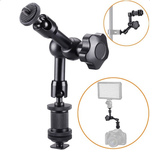 FOTYRIG 7" Magic Arm, Friction Arm Articulating Arm with Hot Shoe Mount 1/4" Tripod Screw for Camera Rig, LCD Monitor, DV Monitor, LED Lights, Flash Lights, Microphones, DJI Osmo,Smart Phone, Gopro