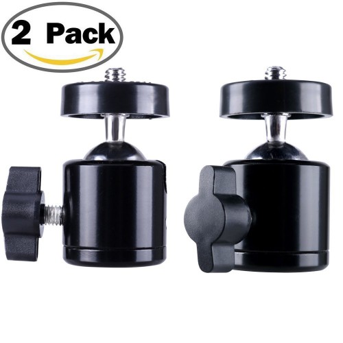 FOTYIRG Tripod Mini Ball Head Hot Shoe Flash Adapter Shoe Mount 360 Degree Swivel w/1/4 Thread for HTC Vive Base Station DJI Osmo Mobile DSLR Camcorder Gopro Cellphones Led Lights Monitors-2 Packs